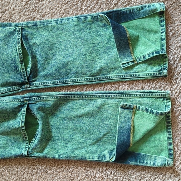 JieDa Jeans Slit Denim Pants Chemical Mint Green Made in Japan Size 1 - Picture 13 of 16